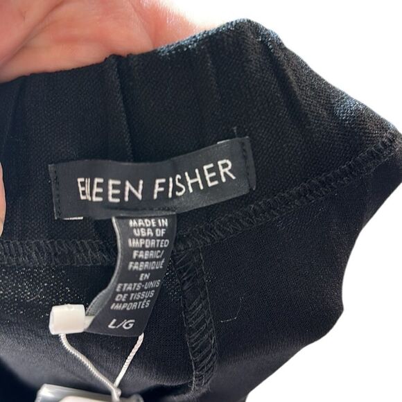 Eileen fisher system lightweight washable stretch crepe wide leg pant black new - Picture 6 of 12
